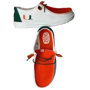 Hey Dude Wally University Of Miami Hurricanes Shoes Womens 8 Mens 6.5 42771-3TK